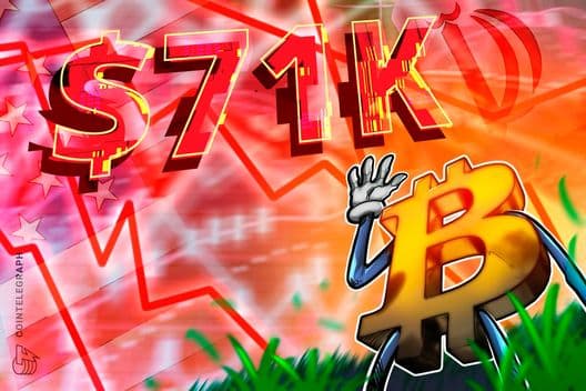 Bitcoin drops to 7-week low under $71K as US-Iran ceasefire hopes fade